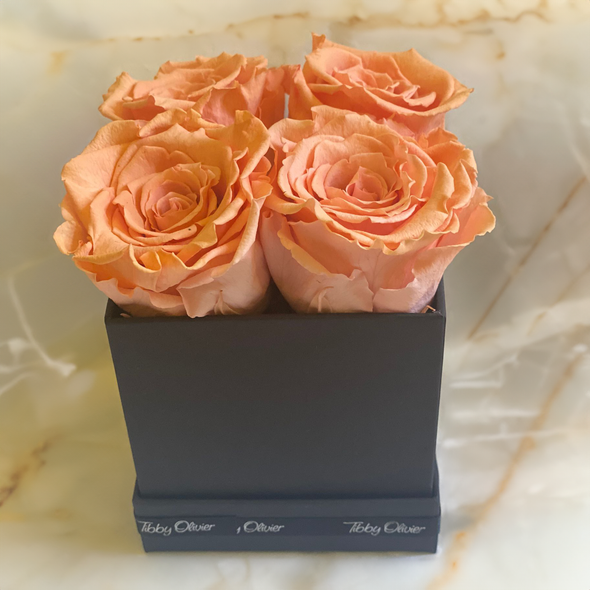 4 Piece Immortelle Rose Blossom Box - Peach - Tibby Olivier