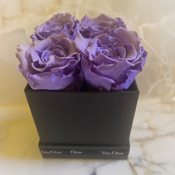 4 Piece Immortelle Rose Blossom Box - Purple - Tibby Olivier